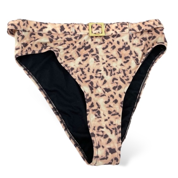 WeWoreWhat Emily Belted High-Waist Bikini Swim Bottom in Tortoise Shell - Picture 2 of 9